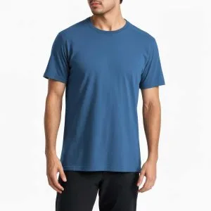 TEREKS Reflex Elevated Organic Cotton T-Shirt Blue Front Worn